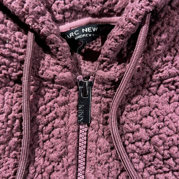 Marc New York Sherpa Zip Hoodie Plum Large Fleece Jacket - Picture 3 of 8